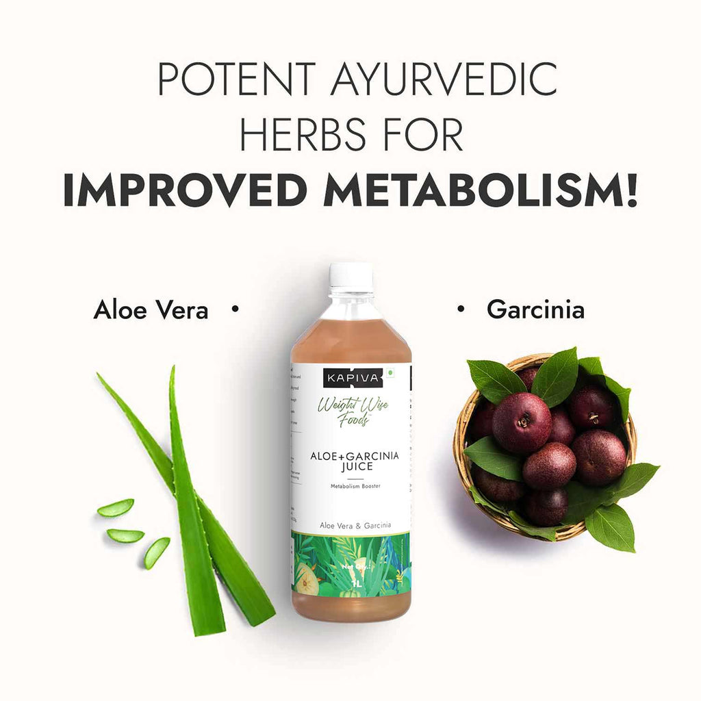 Kapiva Ayurveda 100% Organic Aloe Vera + Garcinia Juice - 1L
