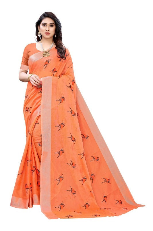Vamika Orange Chanderi Designer Saree (SERIN ORANGE)