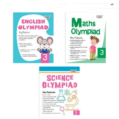 Scholars Insights Olympiad English, Maths and Science Workbooks Set Grade 3| Set of 3| Ages 8 - 10 Years