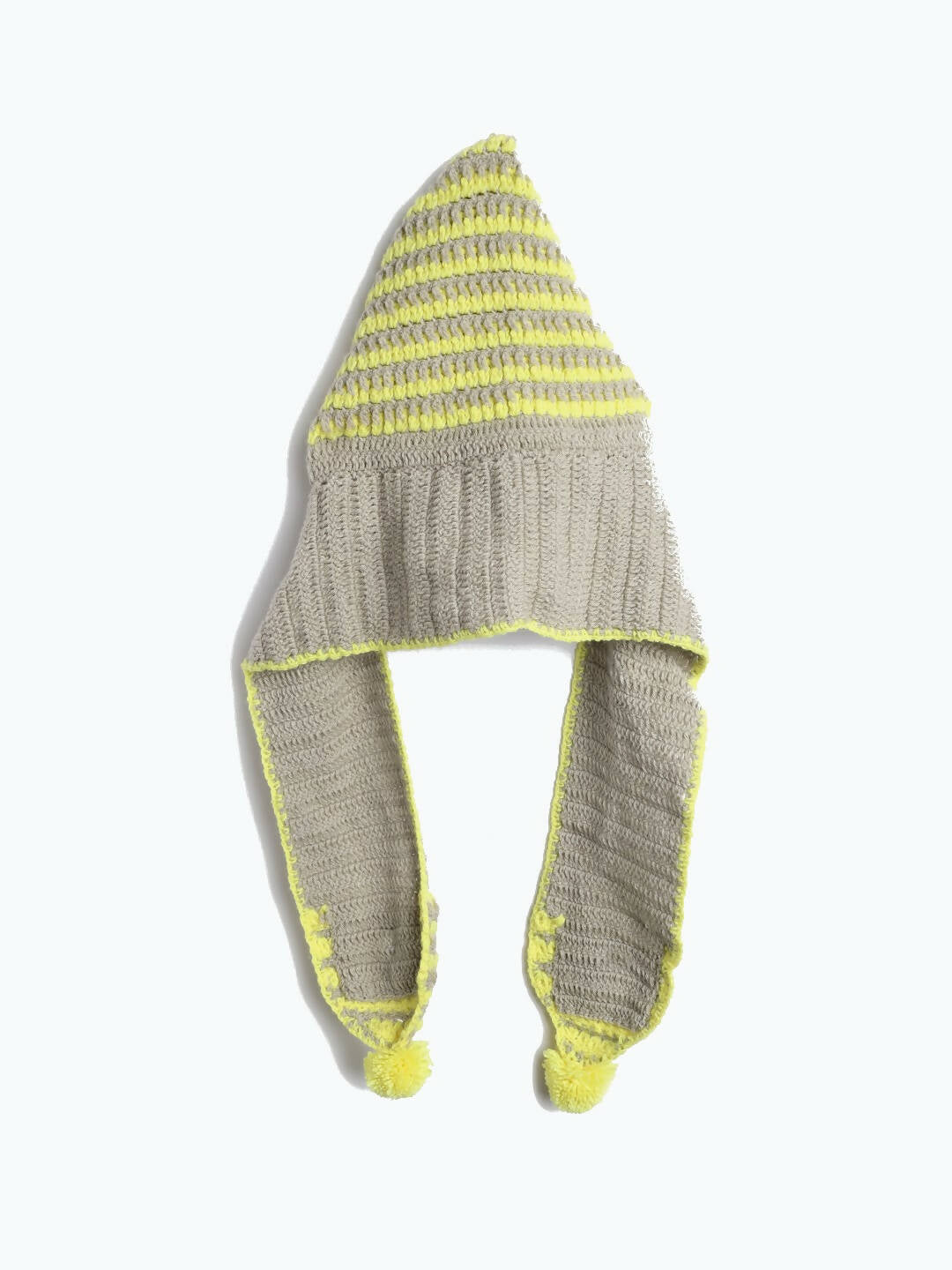 Chutput Kids Woollen Hand Knitted Striped Design Cap - Grey