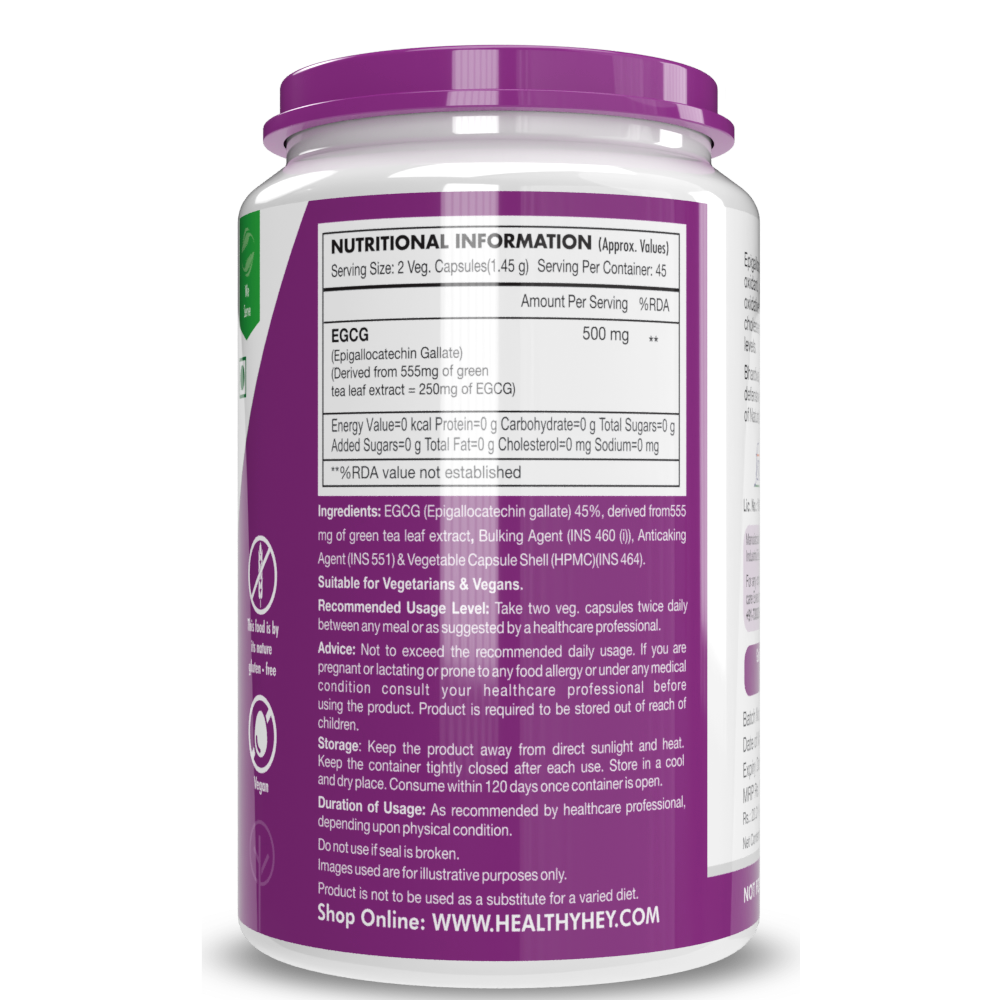 HealthyHey EGCG Green Tea Extract Capsules - 90 Caps