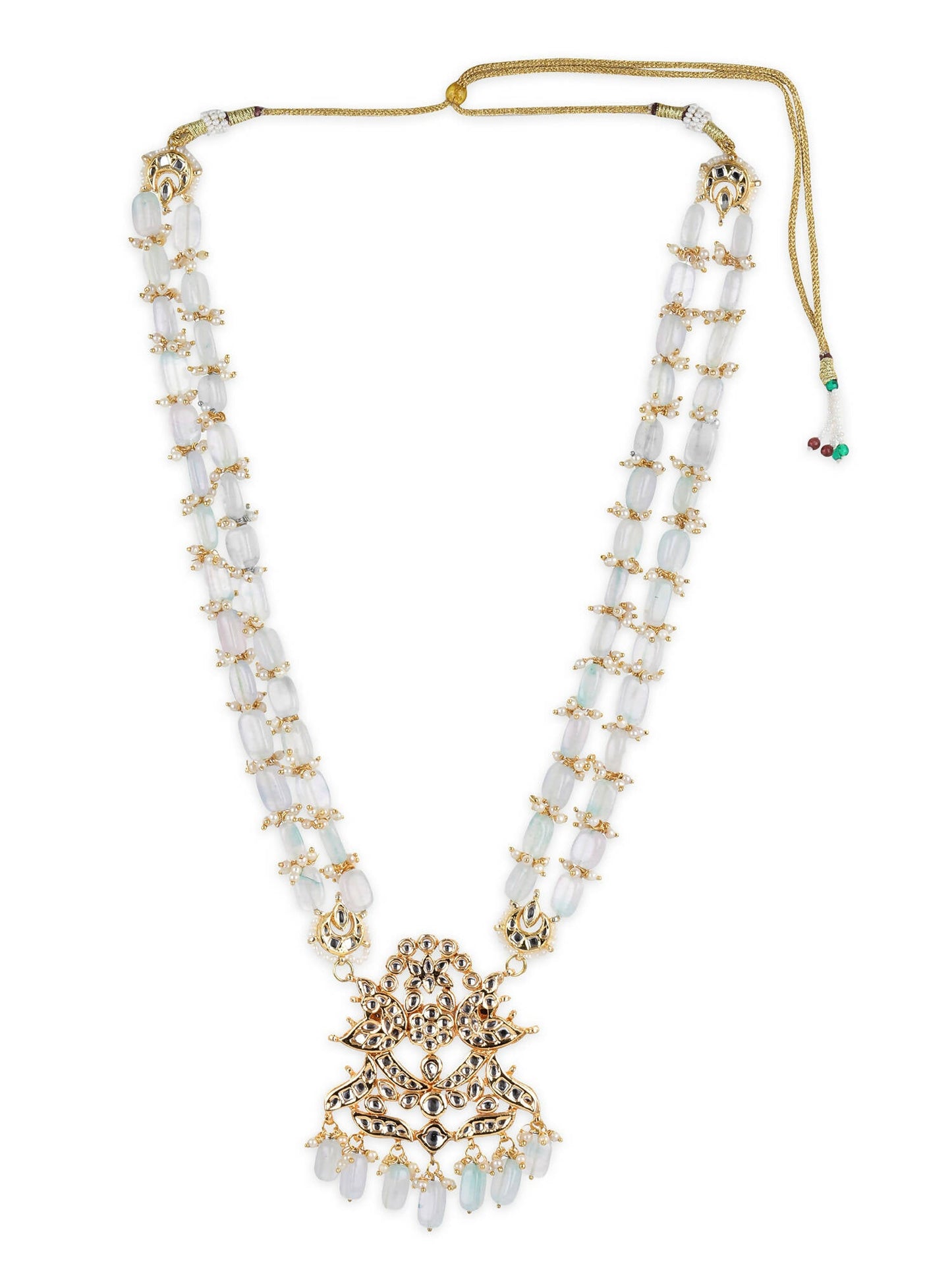 Gold-Toned White Brass Gold-Polished Necklace - Ruby Raang