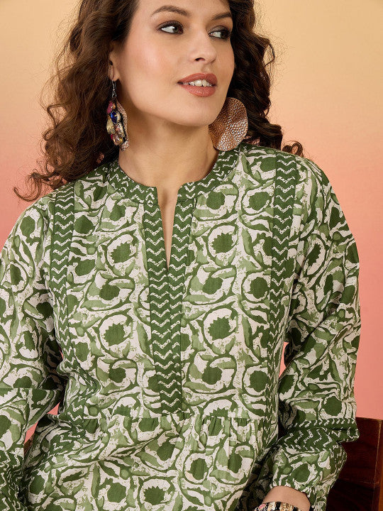 Sangria Women Abstract Printed Cotton A-Line Regular Top