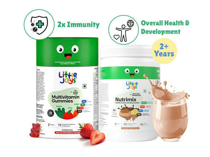 Little Joys Nutrimix Powder Hazelnut Chocolate + Multivitamin Gummies Combo