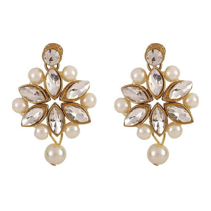 Mominos Fashion Trendy Gold-Polished with Stone & Pearls Necklace Set