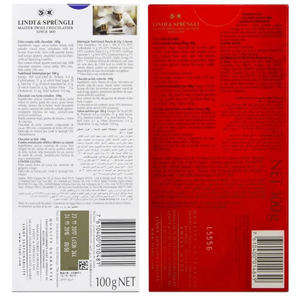 Lindt Excellence Extra Creamy Milk Chocolate Bar and Lindt Lindor Singles Milk Chocolate Box