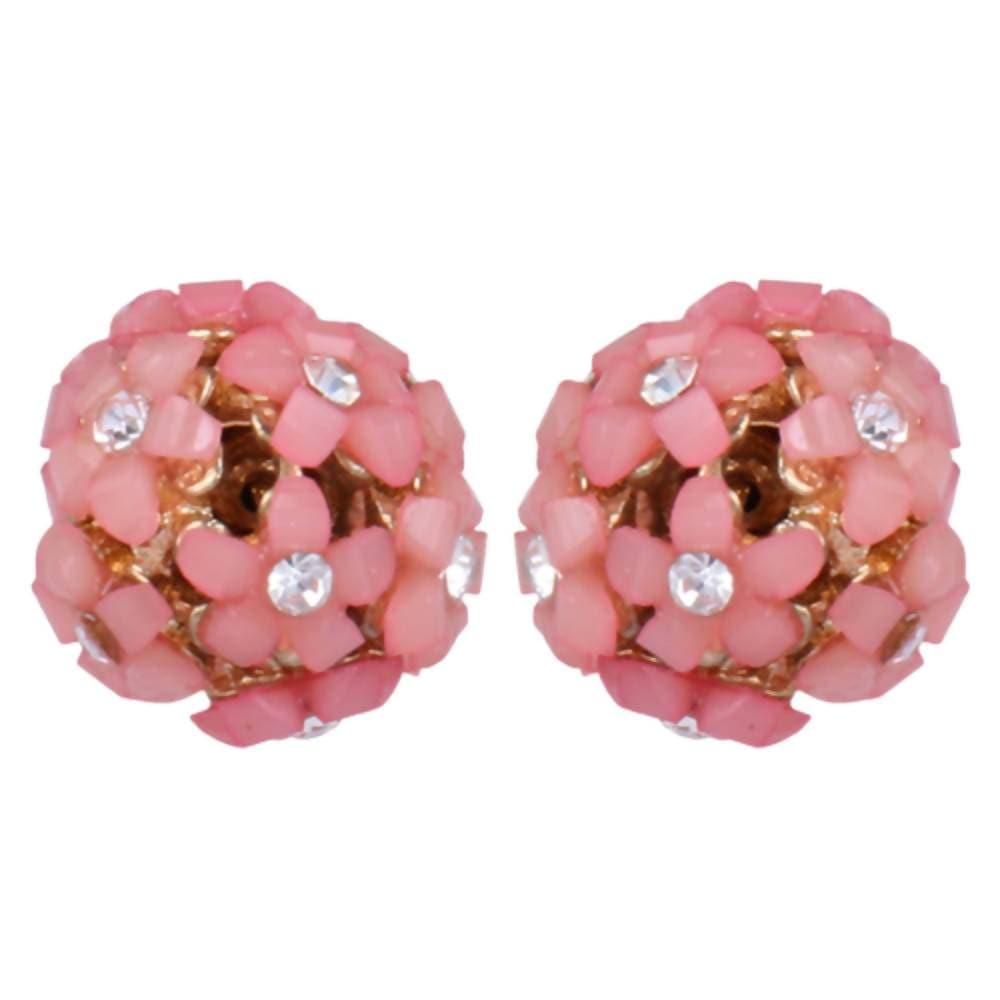 Trendoo Jewelry Gold-Polished Stylish Fancy Party Wear Pink Studs