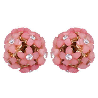 Trendoo Jewelry Gold-Polished Stylish Fancy Party Wear Pink Studs