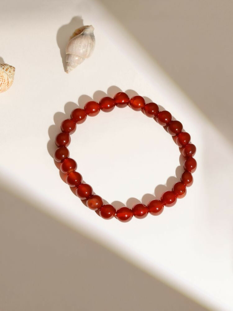 Red Carnelian Onyx Crystal Beads Bracelet - Ruby Raang