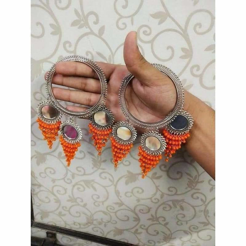 MS Fashion India Stylish And Trendy Orange Pearls Hanging Bangles