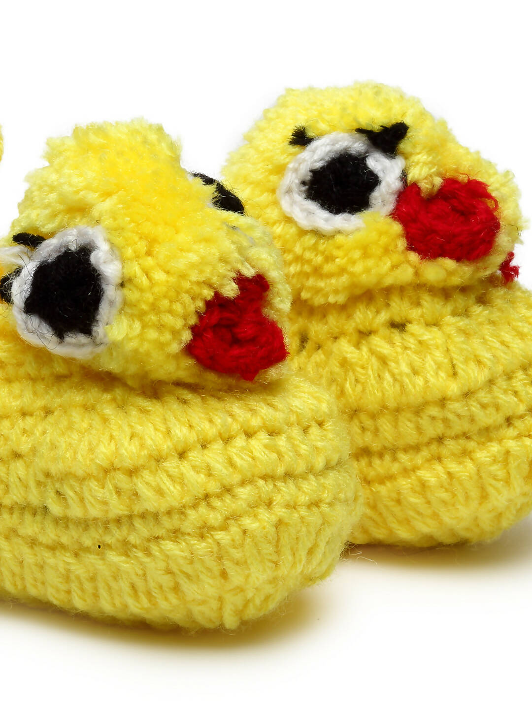 Chutput Kids Woollen Hand Knitted Duck Face Detailed Booties - Yellow
