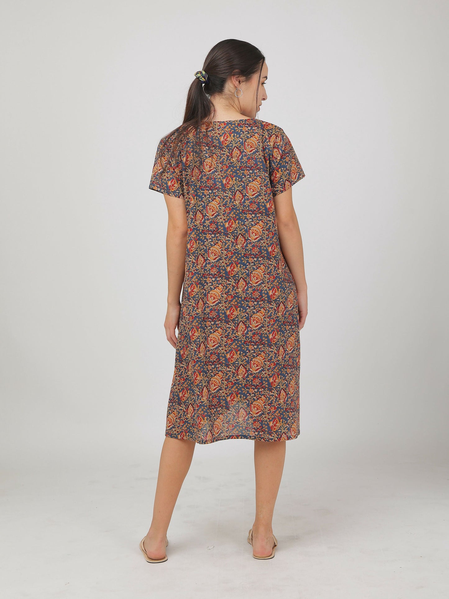 Breathables Women Cotton Printed Loungewear Nightie Blue I Night Wear | Nighty | Jaipuri Print