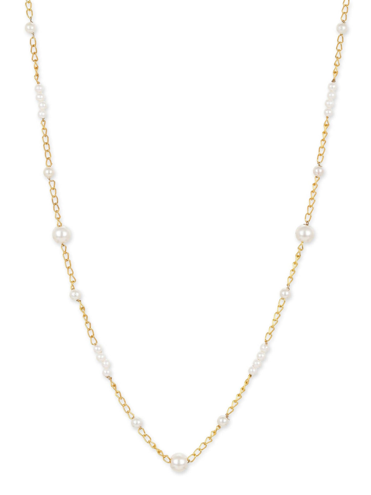 Gold-Toned White Brass Gold-Polished Necklace - Ruby Raang