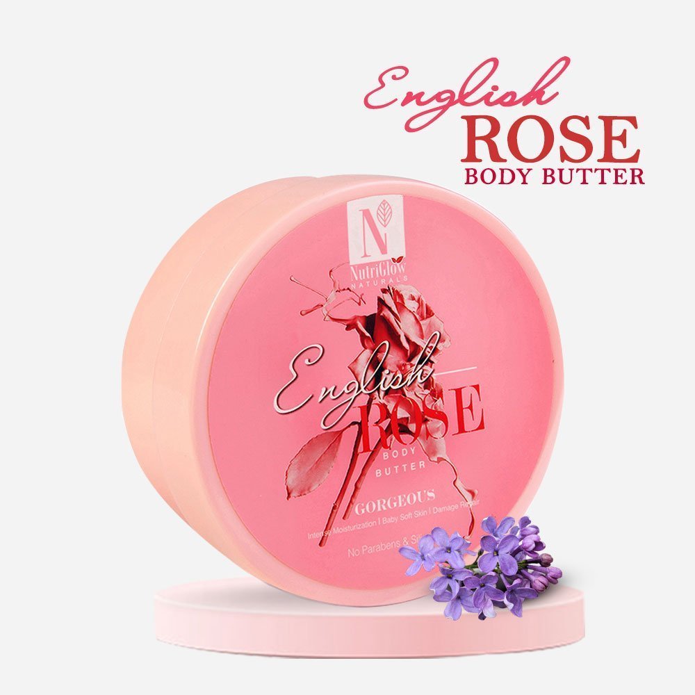 NutriGlow NATURAL'S English Rose Body Butter Cream - 200 gms
