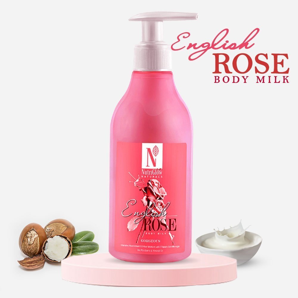 NutriGlow NATURAL'S English Rose Body Milk - 300 ml