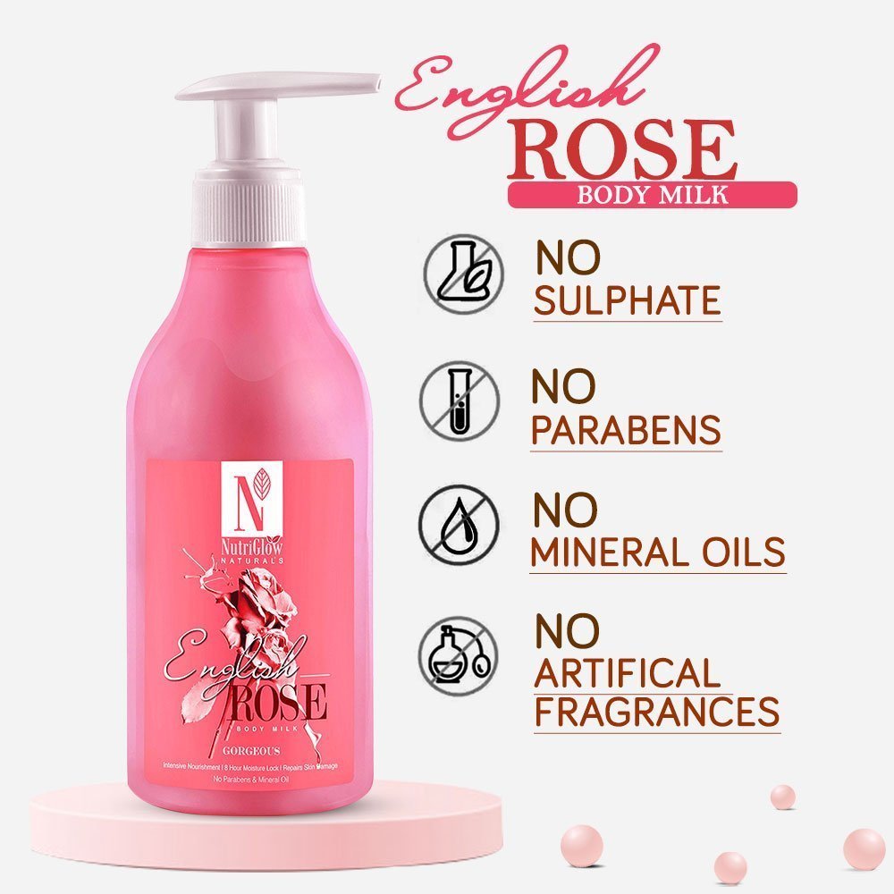 NutriGlow NATURAL'S English Rose Body Milk - 300 ml