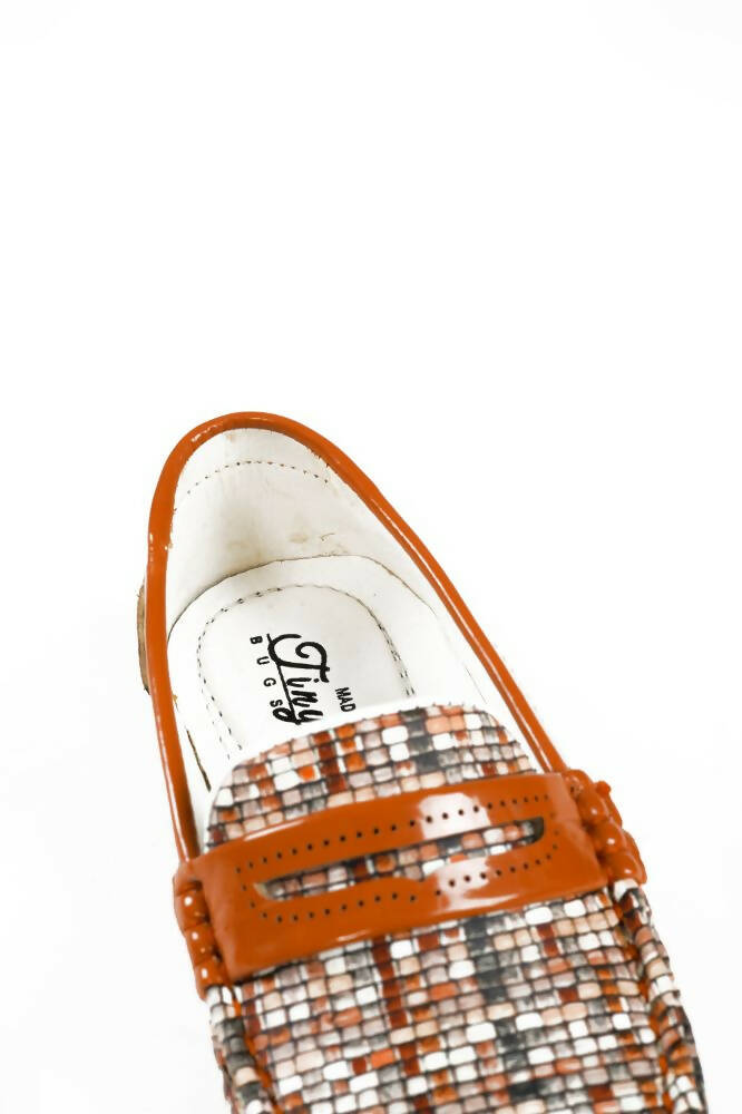 Tiny Bugs Boys Printed Slip On Loafers - Tan