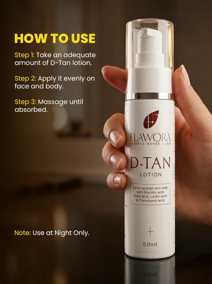 Flawora Set of 24k Golden Glow Face Serum and D-Tan Lotion