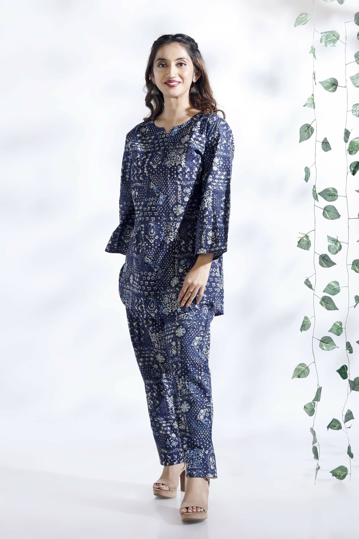 Breathables Abstract Cotton Co-Ord Set – Blue