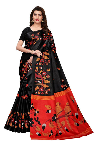 Vamika Black Kalamkari With Jhalar Khadi Silk Saree