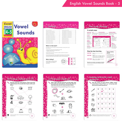 Excel English Early Skills Ages 4 - 5 Years (Set of 3) | Beginning, Ending Consonant & Vowel Sound Books for Junior KG
