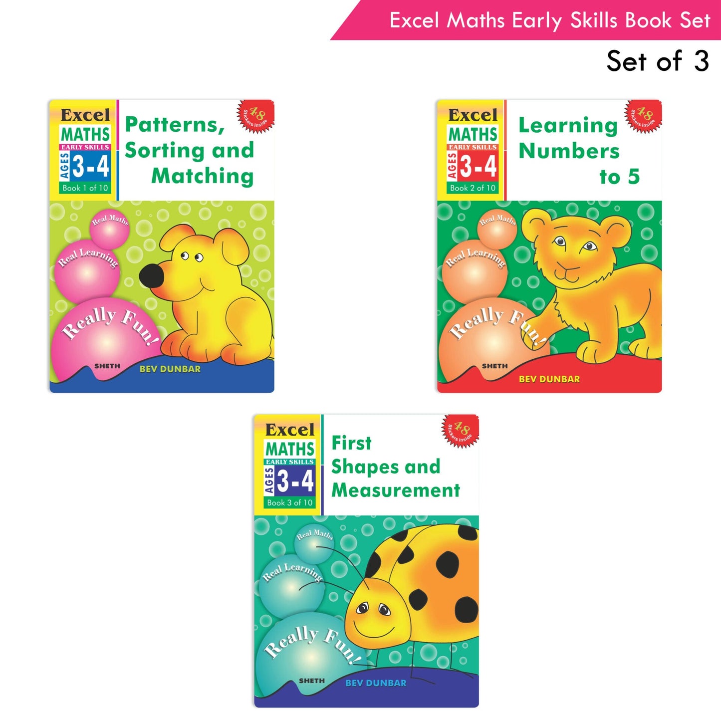 Excel Maths Early Skills Ages 3 - 4 Years (Set of 3) | Mathematics Book for Kids Nursery | Maths Combo Book Set