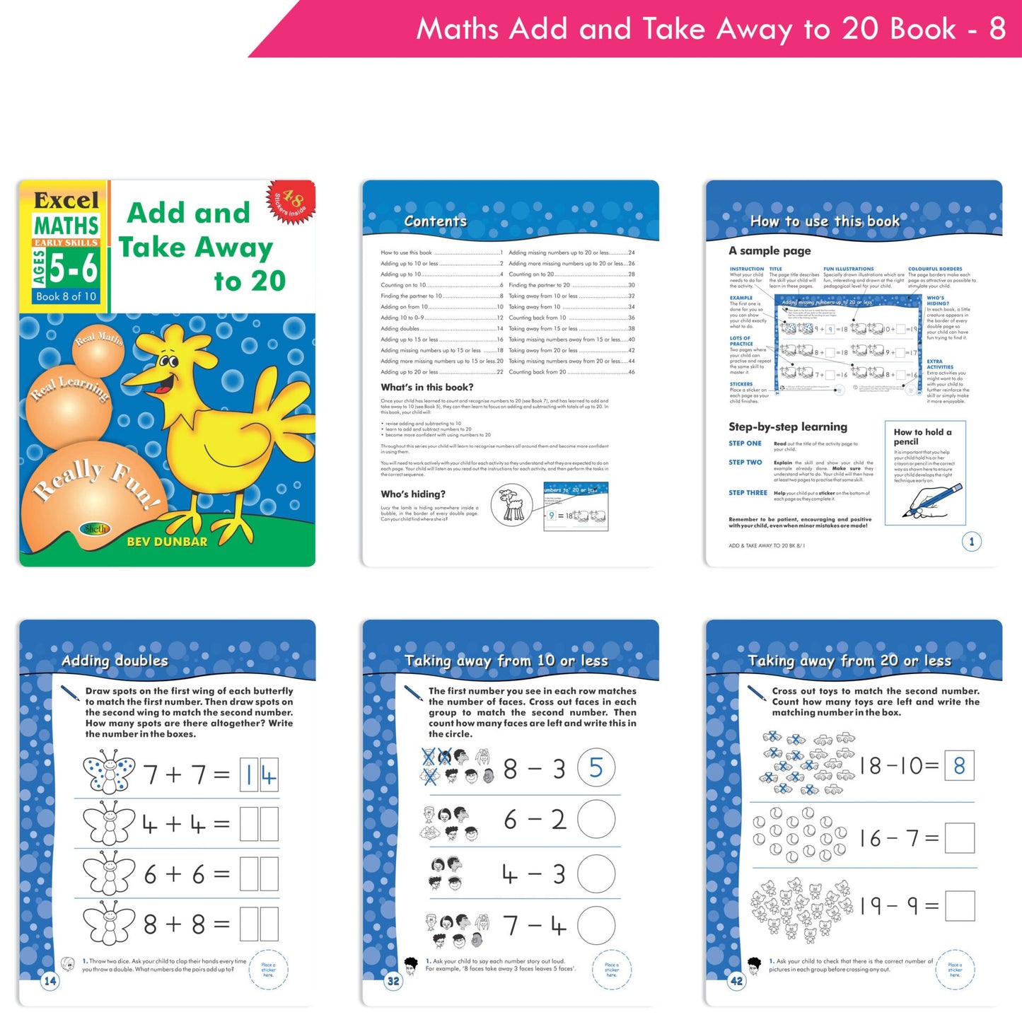 Excel Maths Early Skills Ages 5-6 Year Books for Senior KG| Set of 4| Numbers, Addition, Subtraction, Multiply, Divide