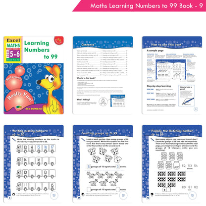 Excel Maths Early Skills Ages 5-6 Year Books for Senior KG| Set of 4| Numbers, Addition, Subtraction, Multiply, Divide