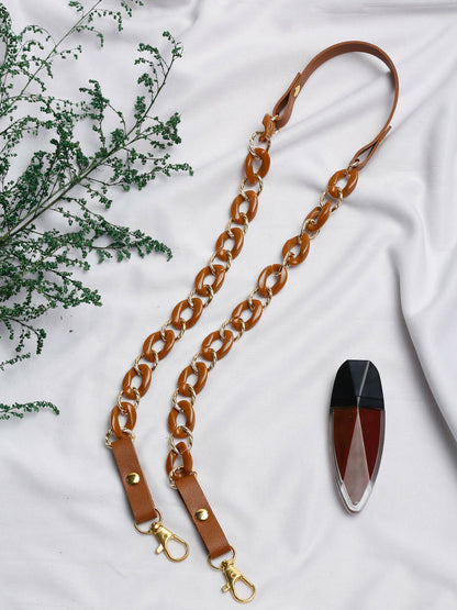 Women's Pack Of 2 Brown Gold Toned Beaded Mask Chains - Ruby Raang