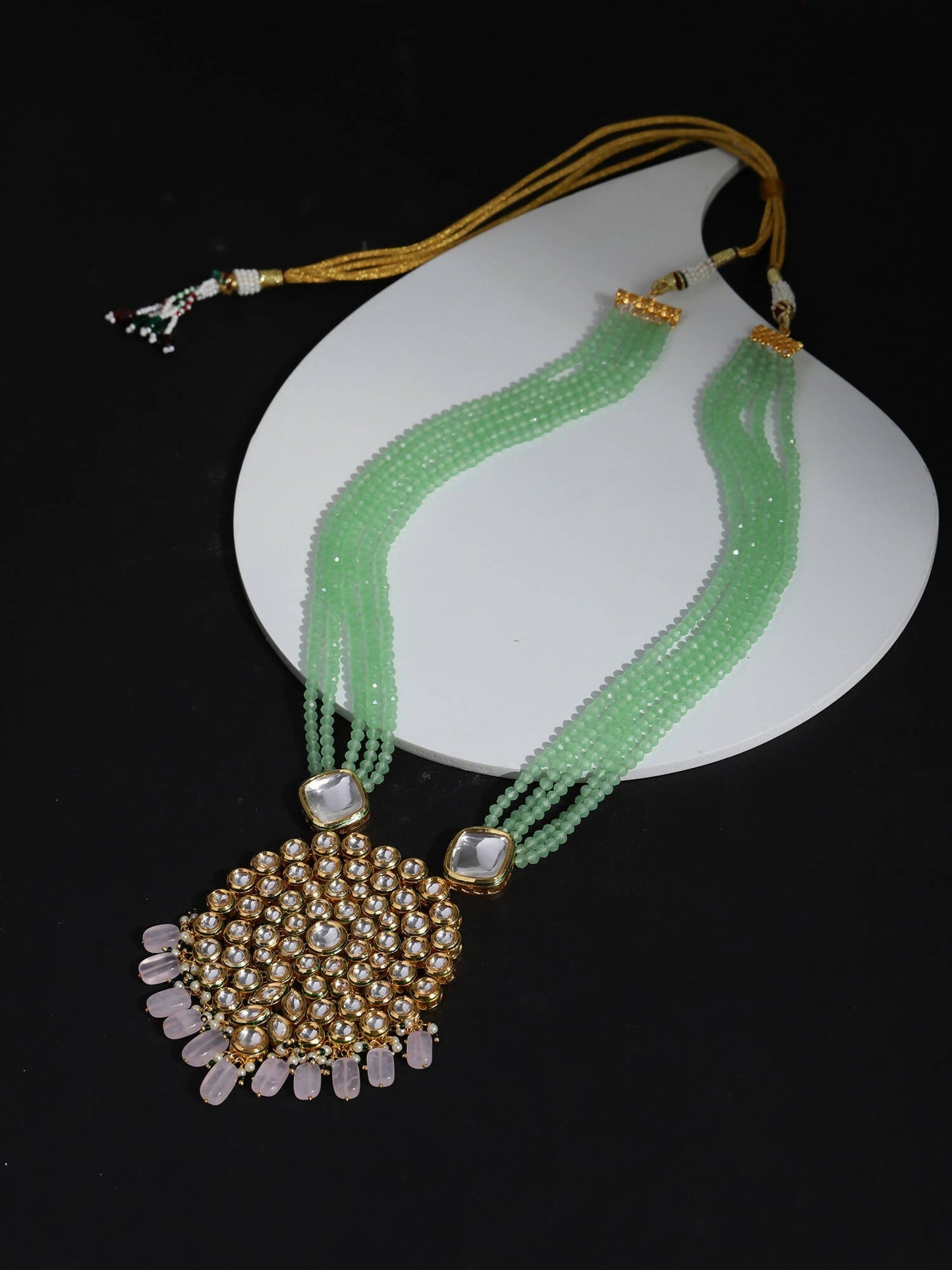 Gold-Toned Green Brass Gold-Polished Necklace - Ruby Raang