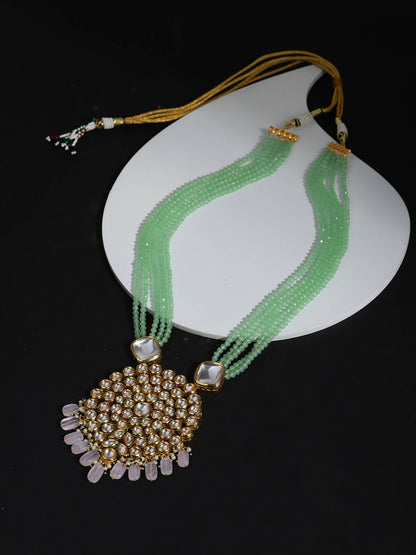 Gold-Toned Green Brass Gold-Polished Necklace - Ruby Raang