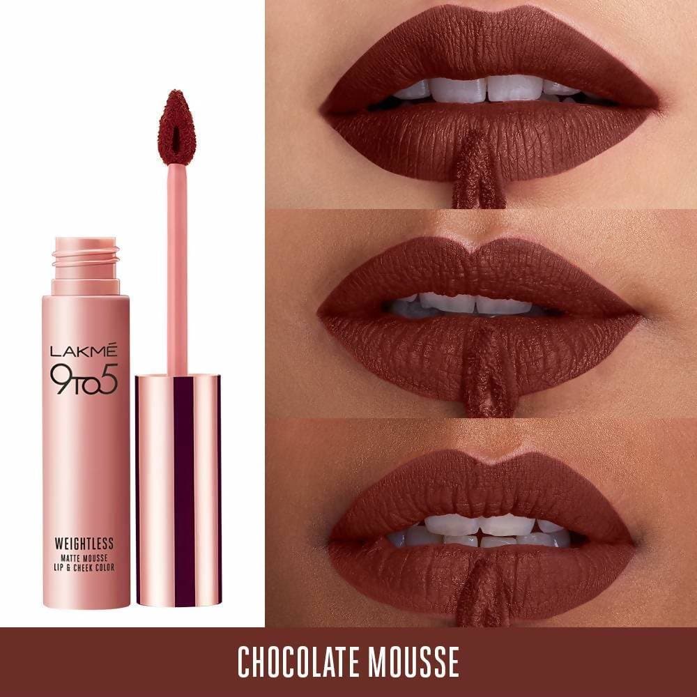 Lakme 9 To 5 Weightless Matte Mouse Lip & Cheek Color  Chocolate Mousse - 9 gms