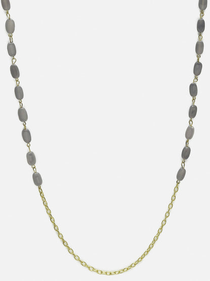 Grey Gold-Toned Alloy Gold-Polished Mask Chain - Ruby Raang