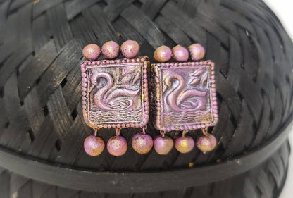 Terracotta Beautiful Swan Studs-Lavender