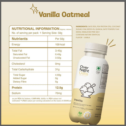 OverNightOats Vegan Vanilla Oatmeal