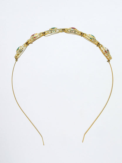 NVR Women's Multi colour Kundan Gold-Polished Embellished Hairband