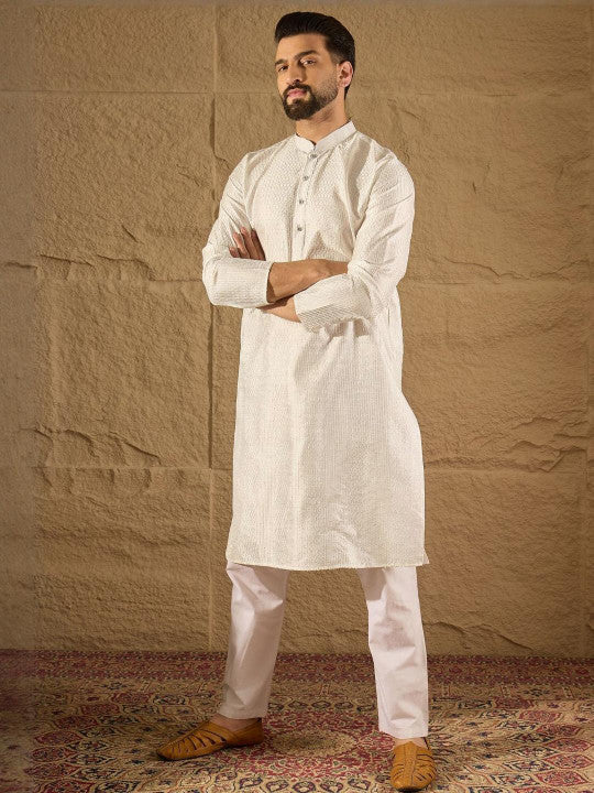 Anouk Men Embroidered Kurta White