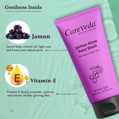 CareVeda Jamun Glow Face Wash For Even Toned Skin Suitable For All Skin Types