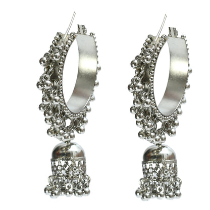 Mominos Fashion Johar Kamal Oxidised Silver-Plated Heart Design Necklace Choker Set For Women