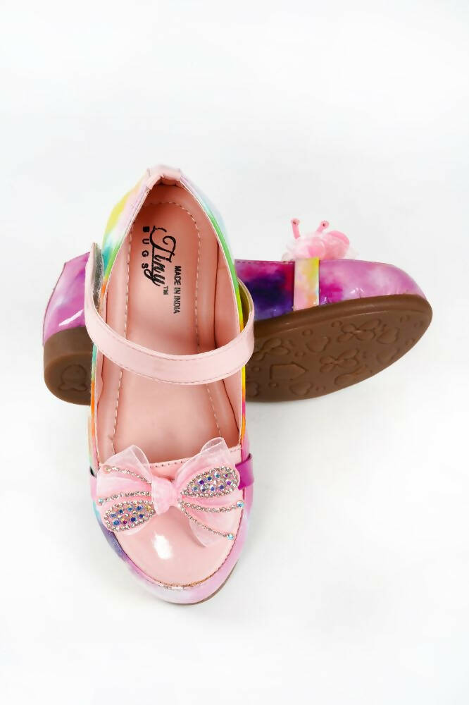Tiny Bugs Girls Party Wear Velcro Ballerinas - Pink