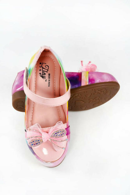 Tiny Bugs Girls Party Wear Velcro Ballerinas - Pink