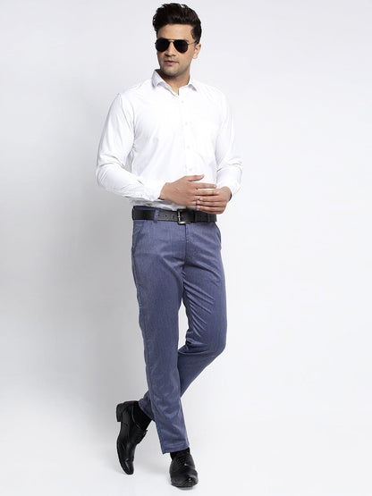 Jainish Men's Blue Cotton Solid Formal Trousers ( FGP 265Navy )