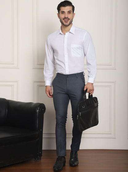 Indian Needle Men's Tapered Fit Solid Trousers - Charcoal