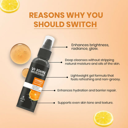 VI-JOHN Master Stroke Vitamin-C Face Wash Brightening Skin And Radiant Glow For All Skin Types