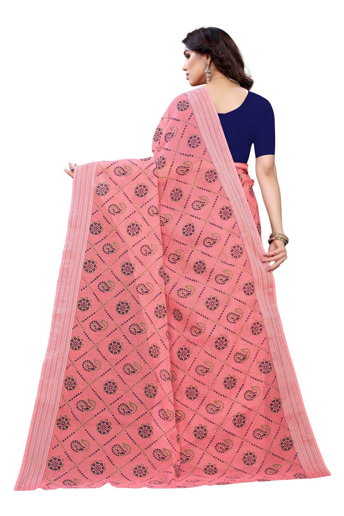 Vamika Peach Linen Jari Border Saree (CHARVI PEACH)