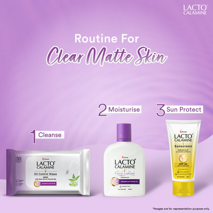 Lacto Calamine Oil Control Face Wipes, Makeup Remover Wipes With Neem & Aloe 30 Usable Wipes