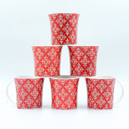 Arabesque Flower Pattern Cups Cups | 160 ml | Set of 6 | Multiple Colors