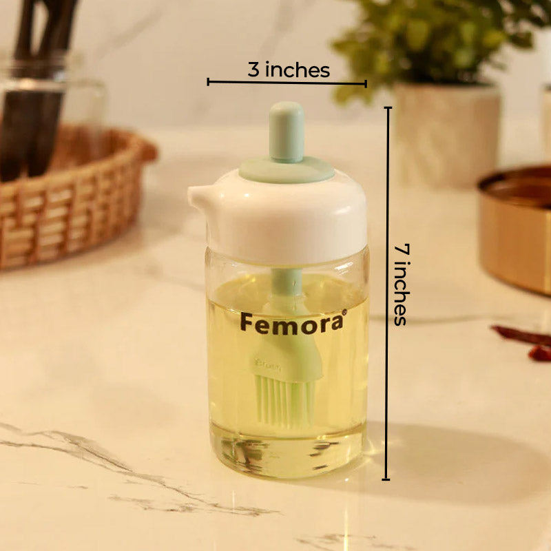 Borosilicate Glass Brush Jar and 2-in-1 Brush & Oil Blue Jar | Set of 2 | 200 ML, 250 ML