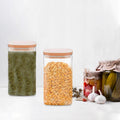 Glass Bamboo Lid Air Tight Jar | 1L | Set of 2