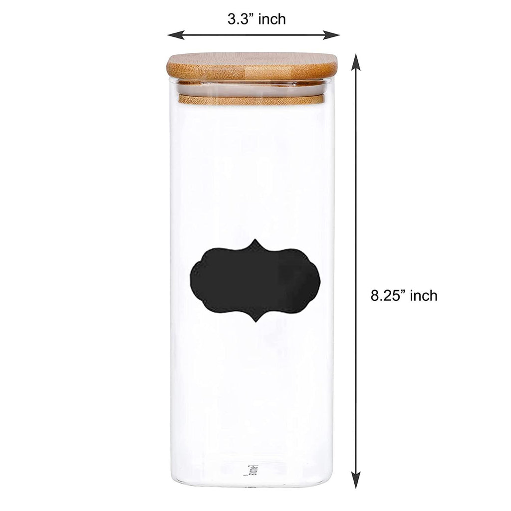 Glass Bamboo Lid Air Tight Jar | 1L | Set of 4